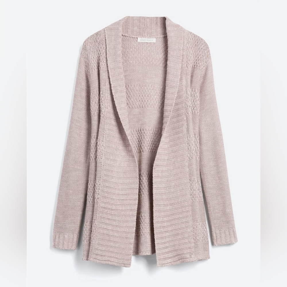 Textured Open Cardigan - Beige - Honey Belle